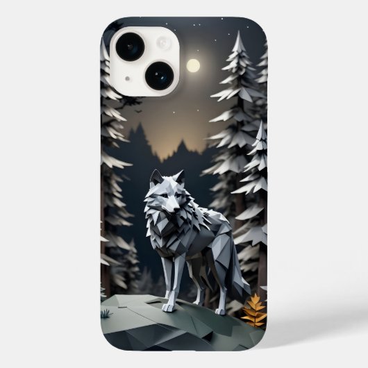 Origami Grauer Wolf Case-Mate iPhone Hülle (Rückseite)