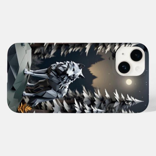 Origami Gray Wolf Case-Mate iPhone Hülle (Rückseite (Horizontal))