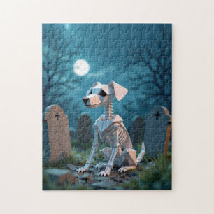 Origami Gruseliger Halloween-Skelett-Hund Puzzle
