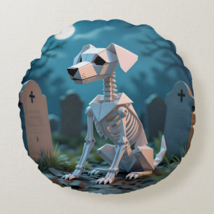 Origami Gruseliger Skelett-Hund Halloween-Wurfkiss Rundes Kissen