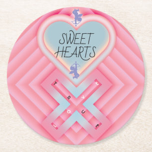 Origami Heart X Sweet Hearts Runder Pappuntersetzer