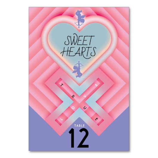 Origami Heart X Sweet Hearts Tischnummer (Vorderseite)