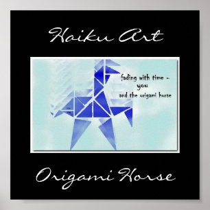 Origami Horse Haiku Art Print Poster