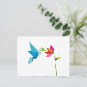 Origami hummingbird und Blume Postkarte (Stehend Vorderseite)