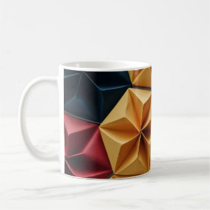 Origami in Rot, Gelb und Blau-Blume Kaffeetasse