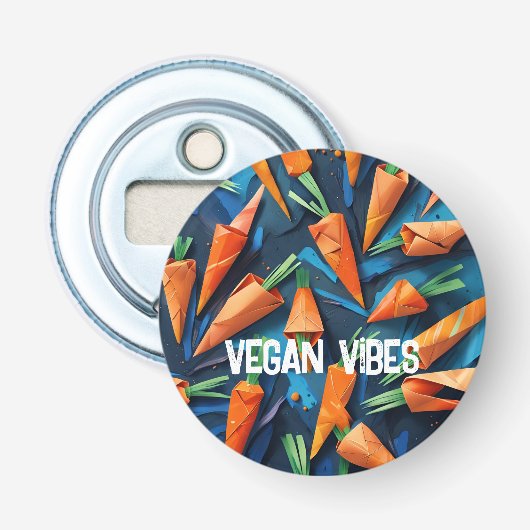 Origami-Karotten-Muster - Vegan Vibes Flaschenöffner (Vorderseite)