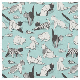 Origami kitten Freunde // geometrische Katzenrasse Stoff