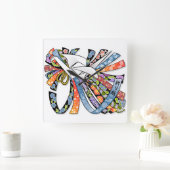 Origami Kran-japanisches Papier-viel Glück Noshi Quadratische Wanduhr (Zuhause)