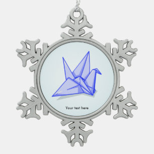 Origami-Kranpapier Schneeflocken Zinn-Ornament