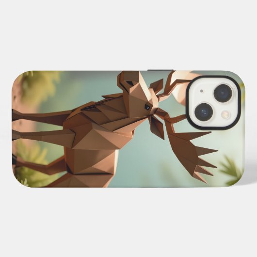 Origami Moose iPhone Hülle (Rückseite (Horizontal))