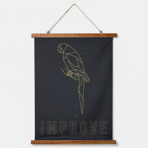 Origami-Papagei-Affirmations-Poster. verbessern Wandteppich Mit Holzrahmen