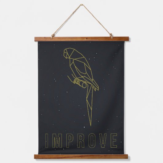 Origami-Papagei-Affirmations-Poster. verbessern Wandteppich Mit Holzrahmen (Vorderseite)