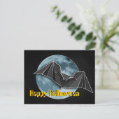 Origami Paper Bat mit Vollblau/gelb/braunem Mond Postkarte (Stehend Vorderseite)
