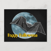 Origami Paper Bat mit Vollblau/gelb/braunem Mond Postkarte (Vorderseite)