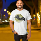 Origami Paper Bat mit Vollblauer/Gelber Mond T-Shirt