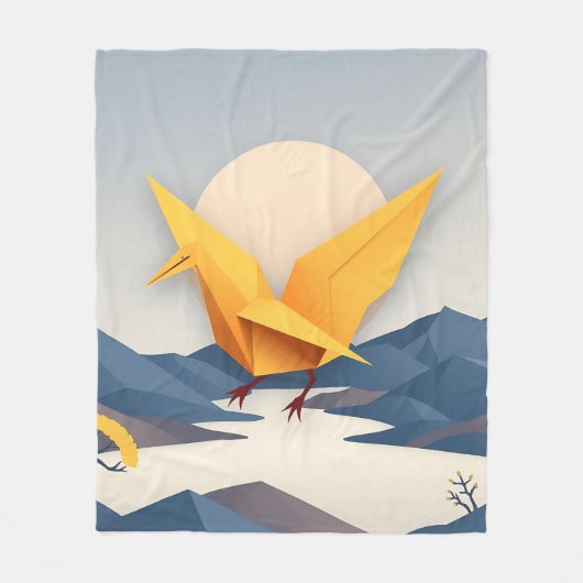 Origami Paper Crane Vector Art Fleecedecke (Vorderseite)
