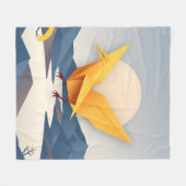 Origami Paper Crane Vector Art Fleecedecke (Vorderseite (Horizontal))