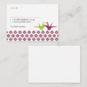 Origami Paper Crane Wedding Begleitkarte (Vorne/Hinten)