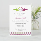 Origami Paper Crane Wedding Einladung (Stehend Vorderseite)