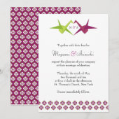 Origami Paper Crane Wedding Einladung (Vorne/Hinten)