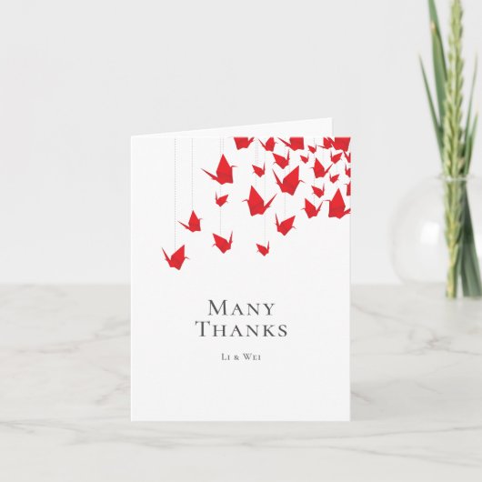 Origami Paper Cranes Dankeskarte (Vorderseite)