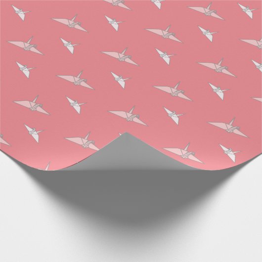Origami Paper Cranes Lachs Pink Wrapping Paper Geschenkpapier (Ecke)