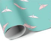Origami Paper Cranes Light Aquamarin Wrapping Pape Geschenkpapier (Rolleneckpunkt)