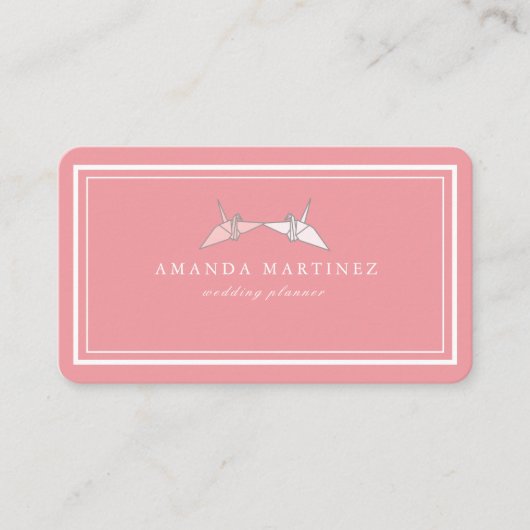Origami Paper Cranes Pink Business Card Visitenkarte (Vorderseite)