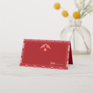 Origami Paper Cranes & Red Sakura Asiatische Hochz Platzkarte