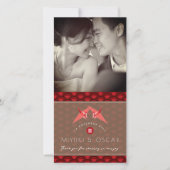 Origami Paper Cranes Scallops Asian Wedding Foto Dankeskarte (Vorderseite)