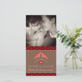 Origami Paper Cranes Scallops Asian Wedding Foto Dankeskarte (Stehend Vorderseite)