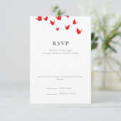 Origami Paper Cranes Wedding RSVP (Stehend Vorderseite)