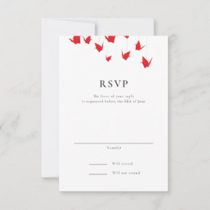 Origami Paper Cranes Wedding RSVP Karte