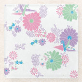 Origami Paper Crans and Blume Glass Untersetzer (Vorderseite)