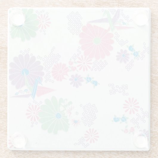 Origami Paper Crans and Blume Glass Untersetzer (Rückseite)