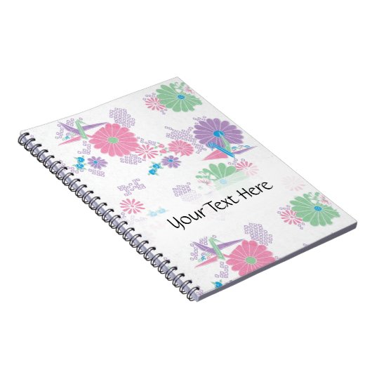 Origami Paper Crans und Blume Custom Notebook Notizblock (Rechte Seite)