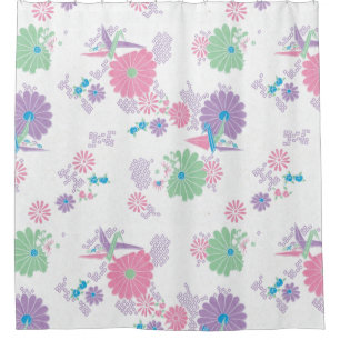 Origami Paper Crans und Blume Duschvorhang