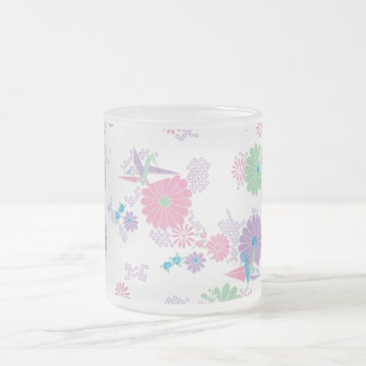 Origami Paper Crans und Blume Mattierte Tasse (Mittel)