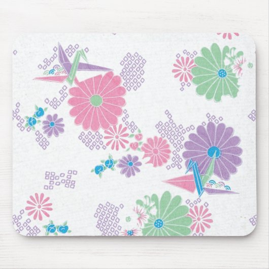 Origami Paper Crans und Blume Mousepad (Vorne)