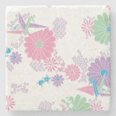 Origami Paper Crans und Blume Steinuntersetzer (Vorderseite)