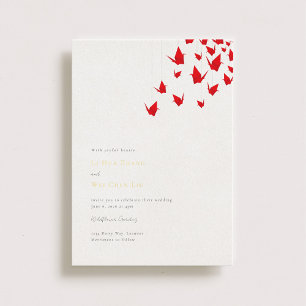 Origami-Papierkranich-Hochzeit Folieneinladung