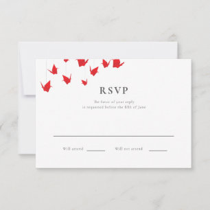 Origami-Papierkranich Hochzeit RSVP Karte