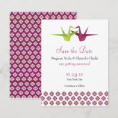 Origami Papierkranich-Hochzeit Save The Date (Vorne/Hinten)