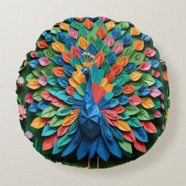 Origami Peacock Rundes Kissen