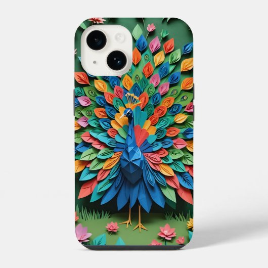 Origami-Pfau iPhone Hülle (Rückseite)