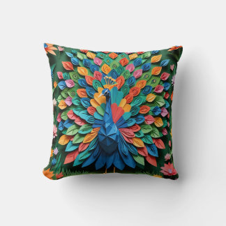 Origami-Pfau Kissen