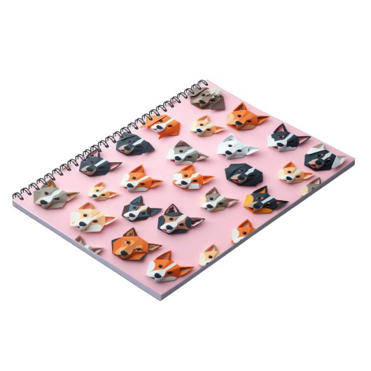 Origami pink Dog patterned - back to school Notizblock (Linke Seite)