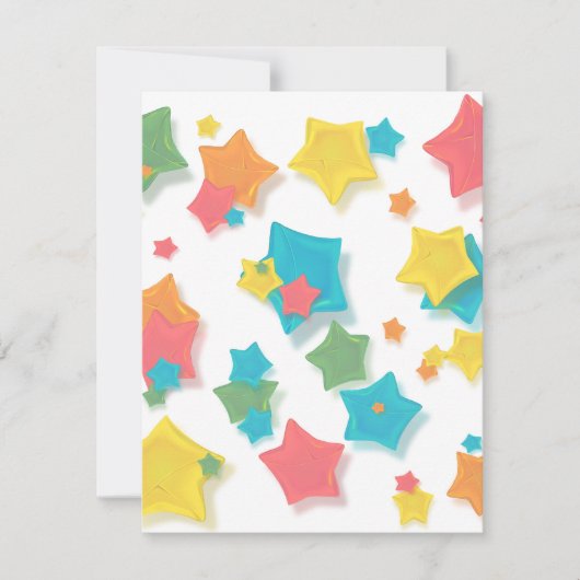 Origami Rainbow Stars Einladung (Vorderseite)
