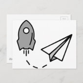 Origami-Rakete und Papierflugzeug Postkarte (Vorne/Hinten)