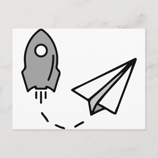 Origami-Rakete und Papierflugzeug Postkarte (Vorderseite)